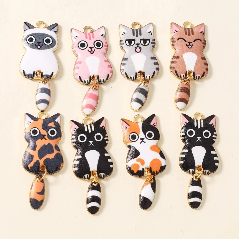 Resin Crafts Diy - 10 Stuks 16×39mm Leuke Cartoon Kat
