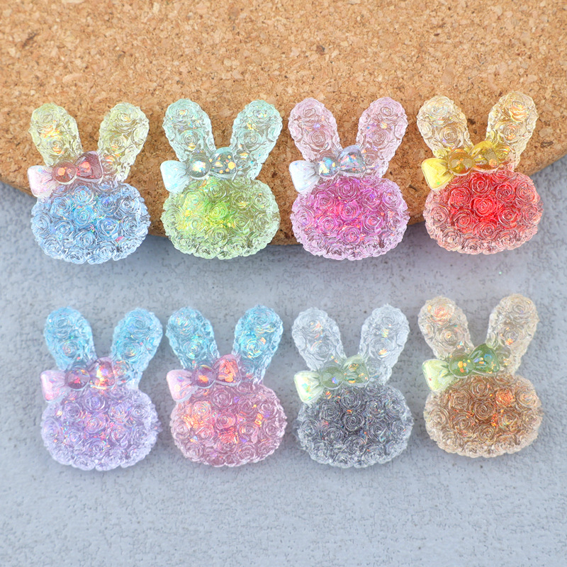 Resin Crafts Diy - 5 stuks 18*25mm Lichtgevende Verloopkleur Konijnenhars